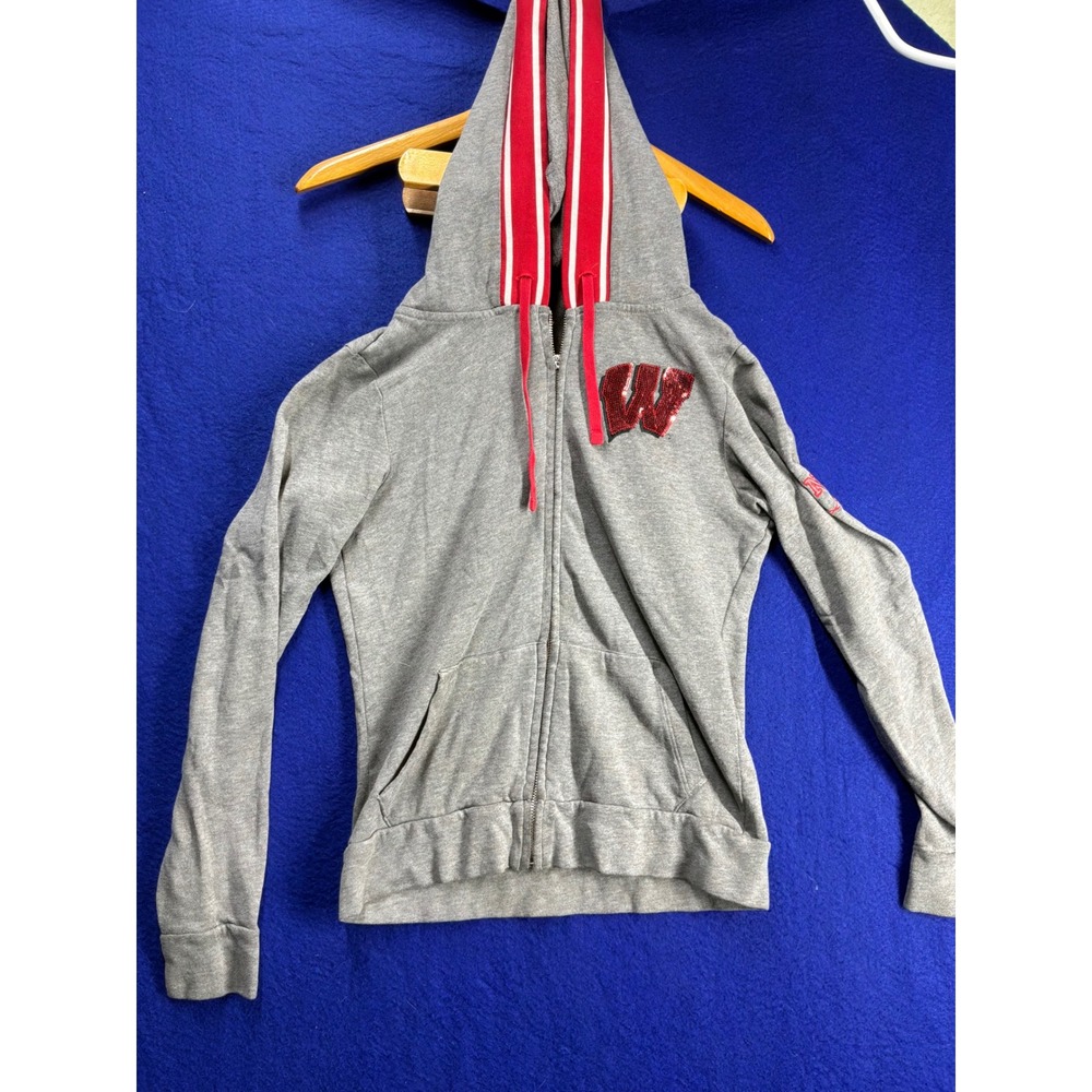 Gameday Women PINK Victoria's Secret Wisconsin Badgers Hoodie XS Gray Red